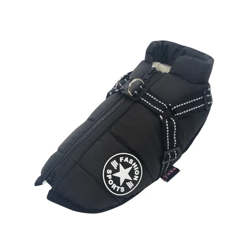 2 in 1 Dog Winter Jacket Built In Harness Waterproof Large Breed Coat Labrador French Bulldog