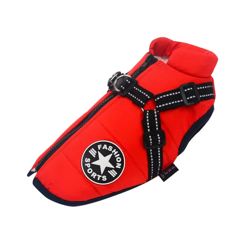 2 in 1 Dog Winter Jacket Built In Harness Waterproof Large Breed Coat Labrador French Bulldog